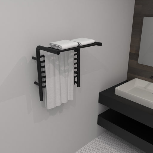 Amba Products MSMB Jeeves Model M Shelf 11-Bar Hardwired Towel Warmer - 15.25 x 21.25 x 22.75 in. - Matte Black Finish