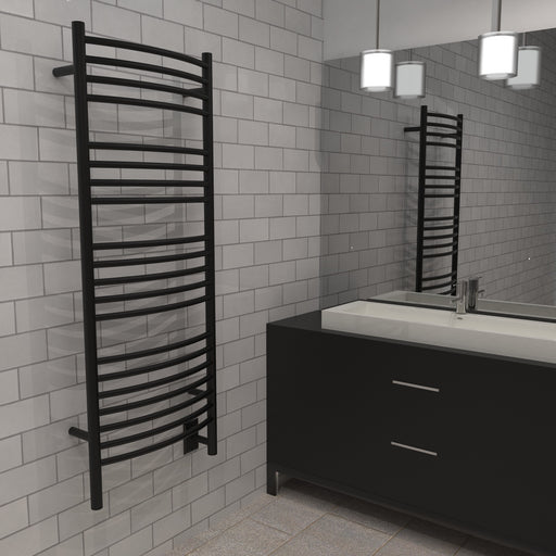 Amba Products DCMB Jeeves Model D Curved 20-Bar Hardwired Towel Warmer - 6.5 x 21.25 x 53.5 in. - Matte Black Finish