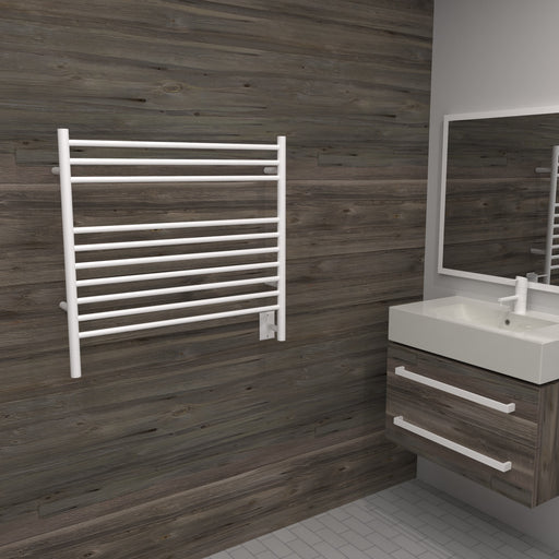 Amba Products KSW Jeeves Model K Straight 10-Bar Hardwired Towel Warmer - 4.5 x 30.25 x 27.75 in. - White Finish