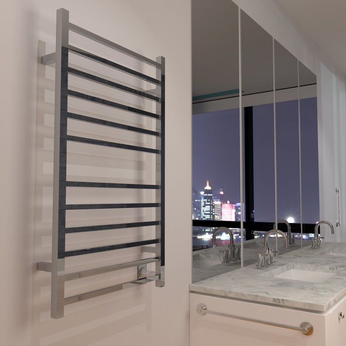 Amba Products Radiant Collection RSWHL-P Square Hardwired Large 12-Bar Hardwired Towel Warmer - 4.75 x 24.375 x 41.375 in. - Polished Finish