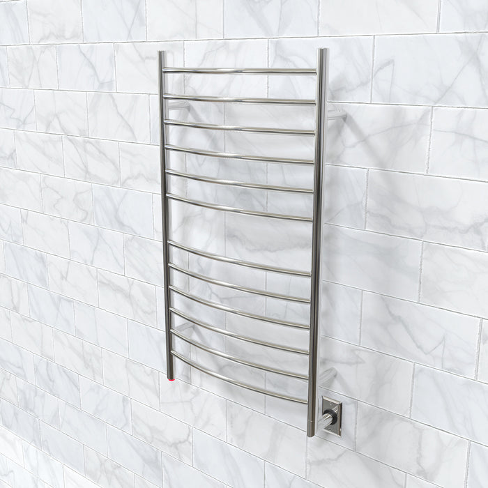 Amba Products RWHL-CP Radiant Curved 12-Bar Large Hardwired + Plug-in Combo Towel Warmer - 5.75 x 24.5 x 41.75 in. - Polished Finish