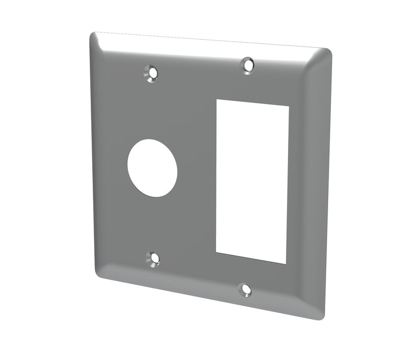 Amba Products Jeeves Collection AJ-DGP-P Double Gang Plate Wall Plate - 0.25 x 4.5 x 4.5 in. - Polished Finish