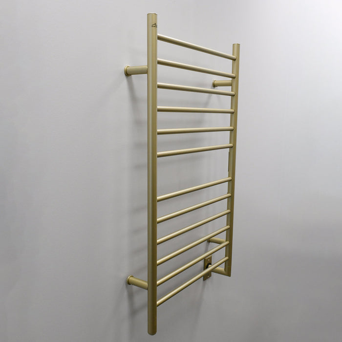 Amba Products RWHL-SSB Radiant Straight 12-Bar Large Hardwired + Plug-in Combo Towel Warmer - 4.75 x 24.5 x 41.75 in. - Satin Brass Finish