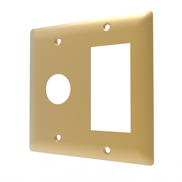 Amba Products Controller AJ-DGP-SB Jeeves Double Gang Plate - 0.5 x 4.5 x 4.5 in. - Satin Brass Finish