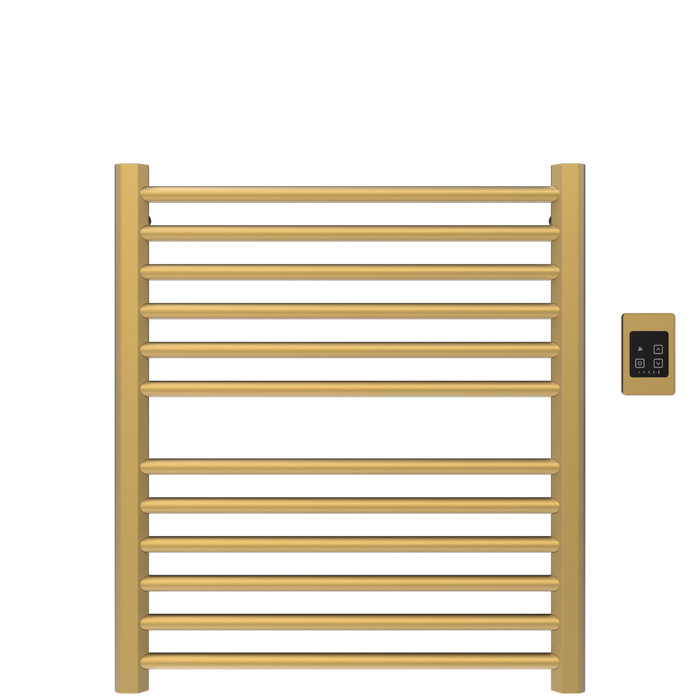 Amba Products S2932SB Sirio 12-Bar Hardwired Towel Warmer - 4 x 29.375 x 33.125 in. - Satin Brass Finish