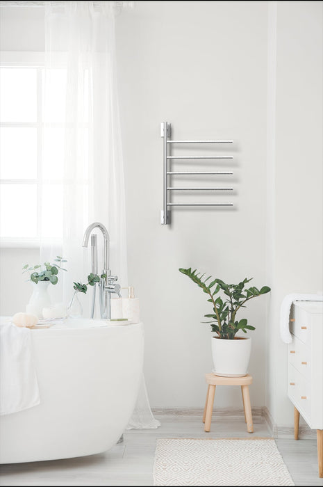 Amba Products SB5-B Swivel Bar Hardwired & Plug-in Combo Towel Warmer with 5 Bars -  x  x  in. - Brushed Finish