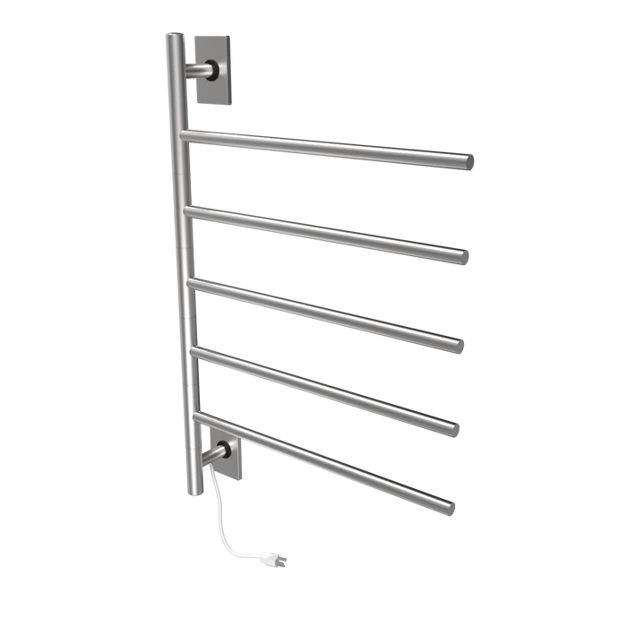 Amba Products SB5-B Swivel Bar Hardwired & Plug-in Combo Towel Warmer with 5 Bars -  x  x  in. - Brushed Finish