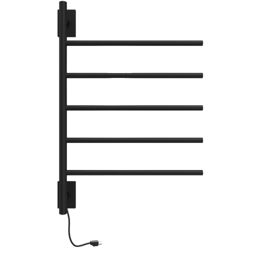 Amba Products SB5-MB Swivel Bar Hardwired & Plug-in Combo Towel Warmer with 5 Bars -  x  x  in. - Matte Black Finish