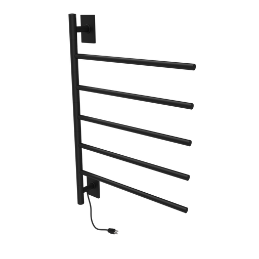 Amba Products SB5-MB Swivel Bar Hardwired & Plug-in Combo Towel Warmer with 5 Bars -  x  x  in. - Matte Black Finish