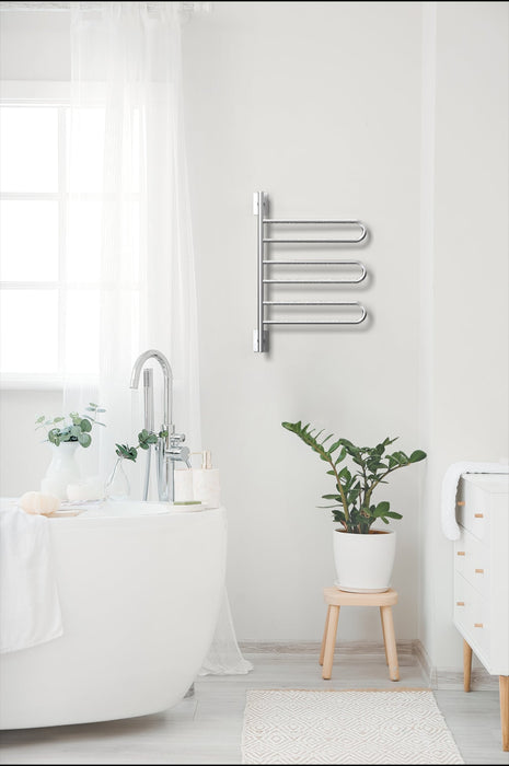 Amba Products SL3-B Swivel Loop Hardwired & Plug-in Combo Towel Warmer with 3 Looped Bars -  x  x  in. - Brushed Finish