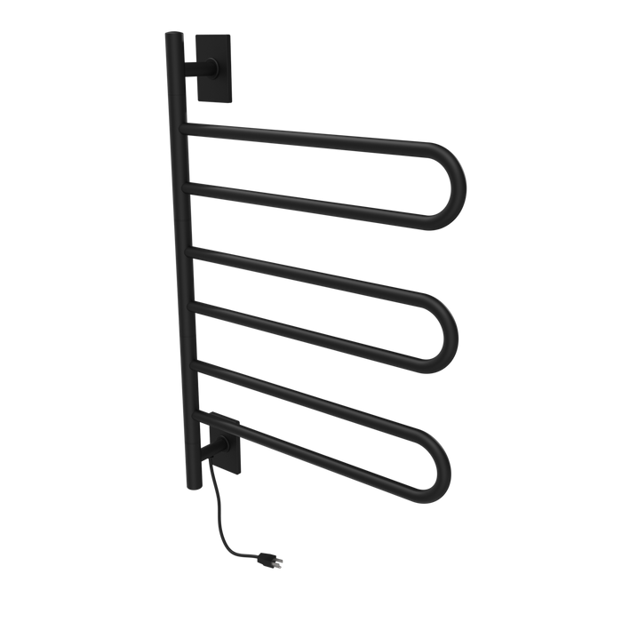 Amba Products SL3-MB Swivel Loop Hardwired & Plug-in Combo Towel Warmer with 3 Looped Bars -  x  x  in. - Matte Black Finish